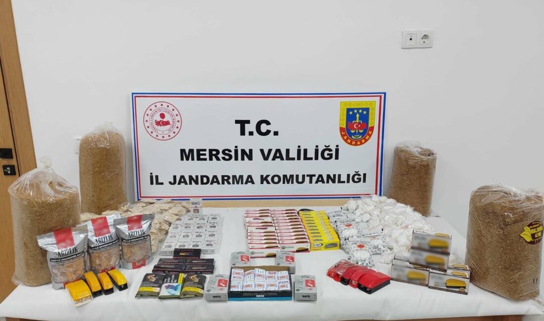 Mersin’de jandarma ekipleri çok sayıda makaron, tütün ve 65 adet