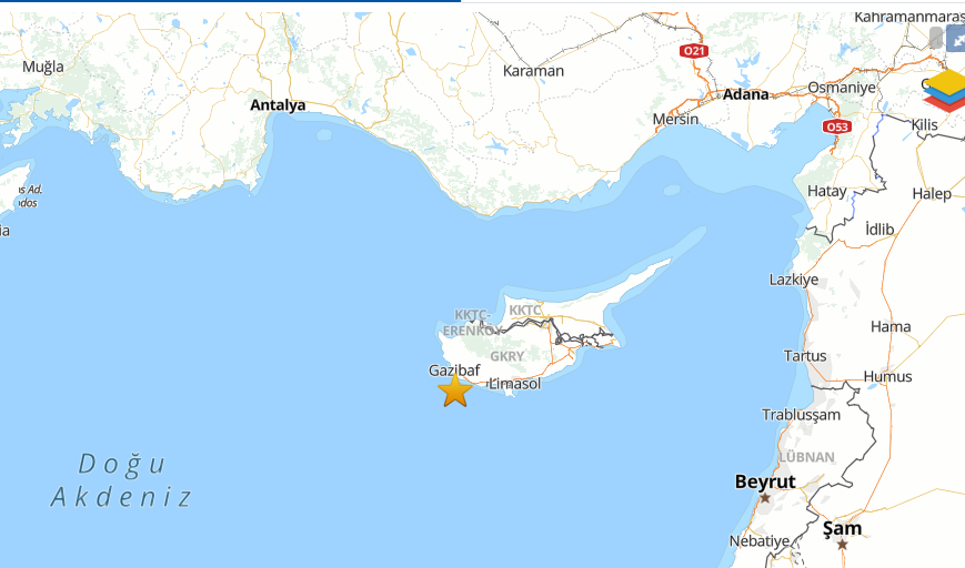 AFAD Akdeniz’de 5.2 büyüklüğünde deprem meydana geldiğini duyurdu. Saat 12.31’de