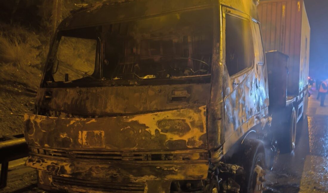 Mersin‘de otoyol girişine yakın bir noktada güneş paneli yüklü tır