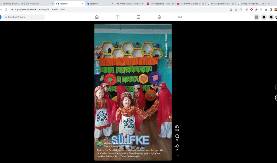 Trabzon’da eğitim veren Özel İlgi Anaokulu idaresi Silifke Folkloru’nu okullarında