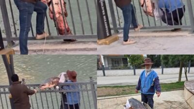 Mersin‘de Silifke ilçesinden geçen Göksu Nehri’nde balık tutan bir kişinin