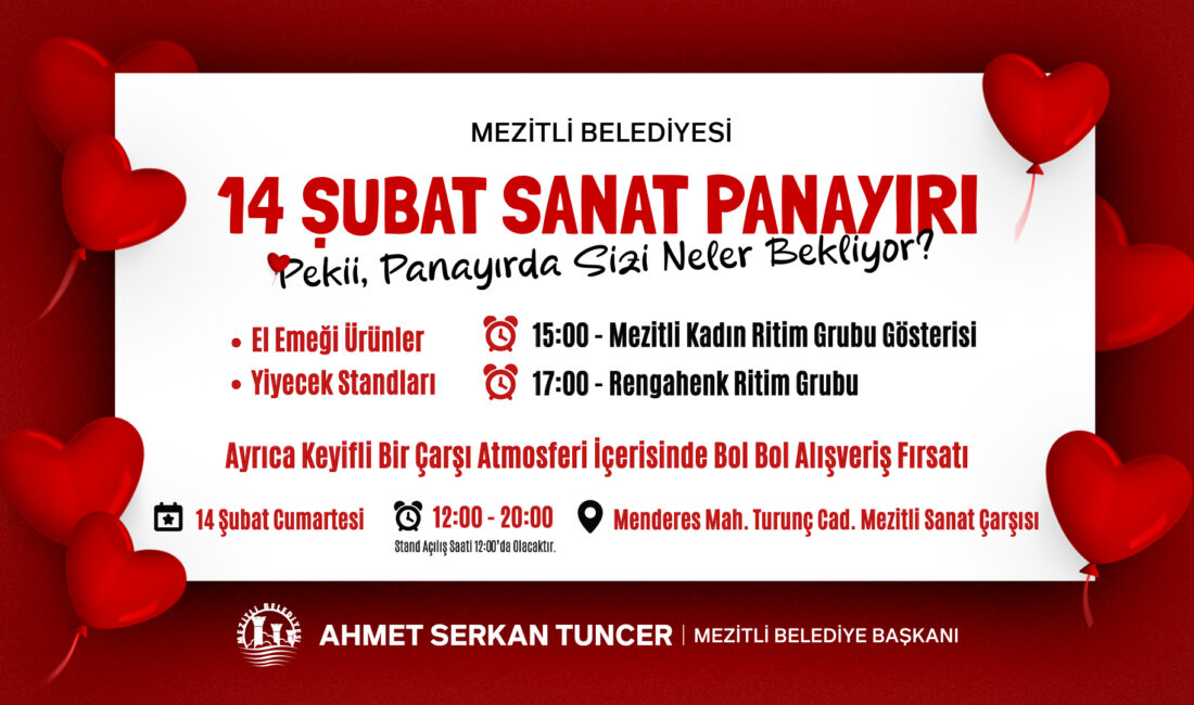 Mezitli Belediyesi, 14 Şubat’ta kente renk katacak özel bir etkinliğe