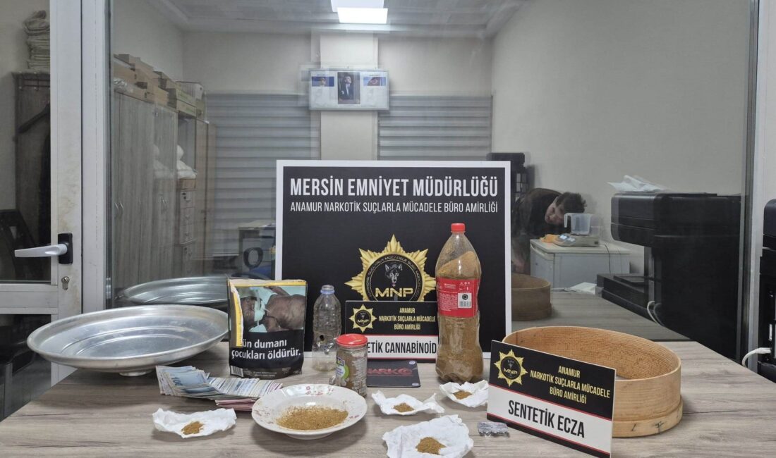 Mersin’in Anamur ilçesinde düzenlenen uyuşturucu operasyonunda gözaltına alınan 2 şüpheli