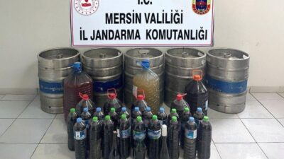 Mersin’de jandarma ekiplerince düzenlenen operasyonda 685 litre sahte içki ele