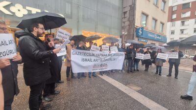 BirGün Gazetesi Muhabiri İsmail Arı’nın tutuklanmasına karşı Mersin’de düzenlenen protestoda