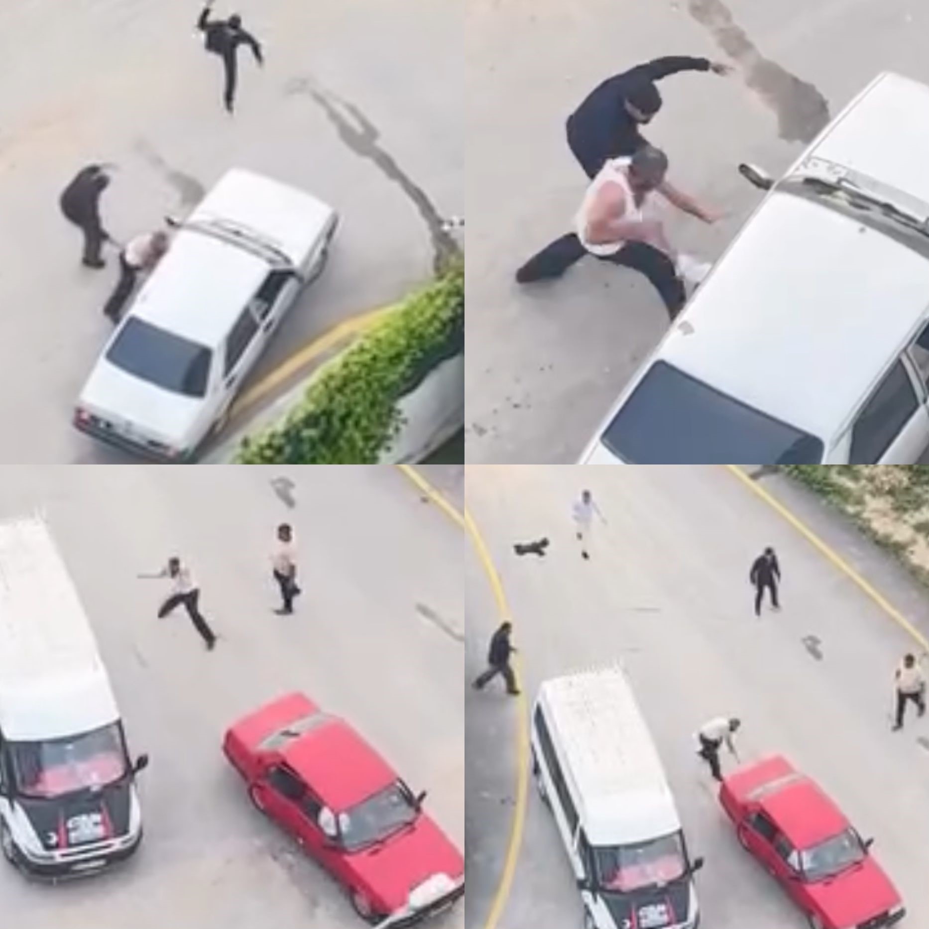 Taşlarla araçlara saldırdılar: Kavga anları kamerada