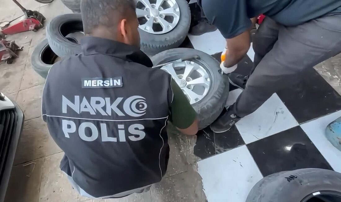 Mersin’de narkotik ekiplerinin düzenlediği operasyonda, bir aracın lastiklerine yapılan özel