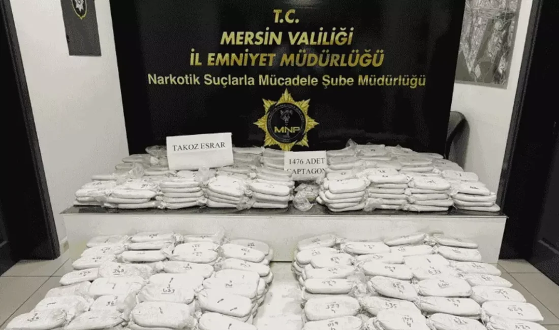 Mersin’de polisin düzenlediği operasyonda, 6 valiz içerisinde toplam 184 kilo