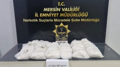 Mersin‘de polis ekiplerince bir depoya düzenlenen operasyonda 27 kilo 384