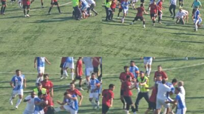 Mersin‘de düzenlenen futbol turnuvasında karşılaşan mahalle takımlarının oyuncularının kavga ettiği
