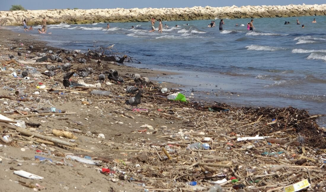 Mersin’in bazı kıyı kesimlerinde çöp, odun parçaları ve plastik atıkların