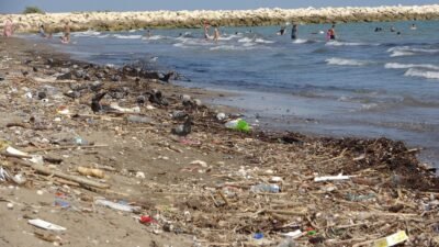 Mersin’in bazı kıyı kesimlerinde çöp, odun parçaları ve plastik atıkların