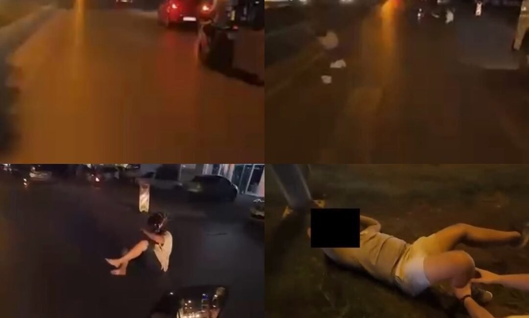 Mersin’de motosikletin yayaya çarptığı kaza kask kamerasında Mersin‘de motosikletin yaya geçidinden karşıya geçen bir şahsa çarpması, saniye