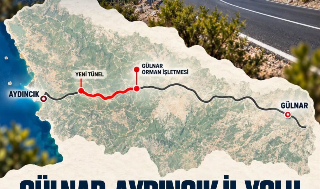 Gülnar–Aydıncık İl Yolu’nun Gülnar Orman İşletmesi ile yeni tünel arasında