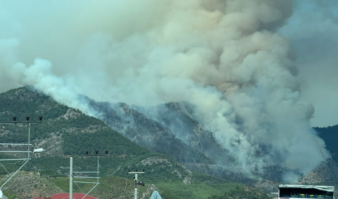 Mersin’deki orman yangını sürüyor Mersin‘in Bozyazı ilçesinde seraların bulunduğu alanda başlayarak ormanlık alana yayılan